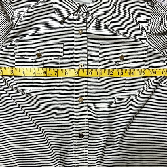 Tory Burch Black and White Striped Bridget Button Down Shirt - Picture 5 of 8